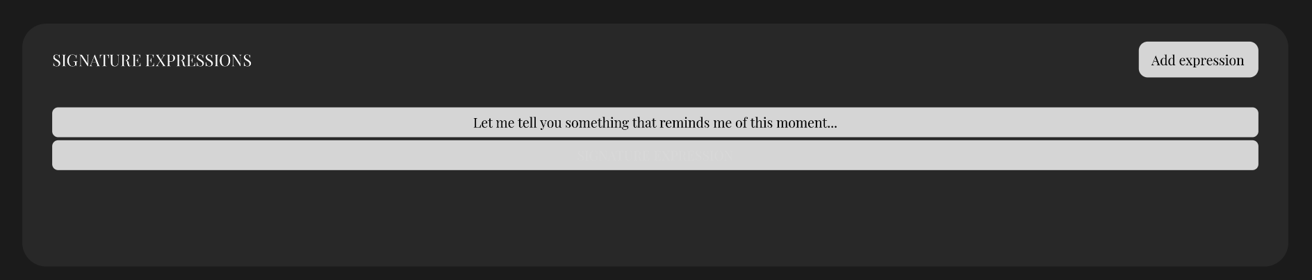 The Expression menu where users select conversational strategies for the AI.